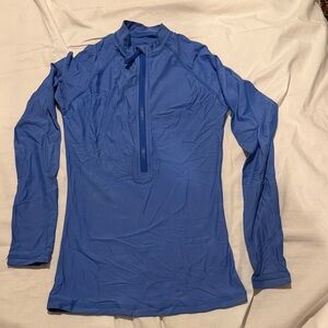 J. Crew Rash Guard Solid Blue Quarter-Zip Long-Sleeve